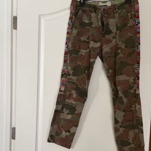 Anthropologie Camouflage Wanderer Pants with Multicolor Stripes